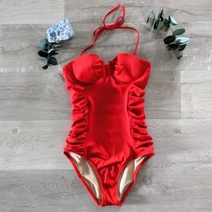 J. Crew Ruched Underwire Tank One Piece Swimsuit